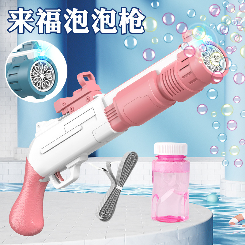 10-hole pistola de burbujas Laifu Douyin Net Red Girl corazón eléctrico máquina de burbujas emisora de luz automática sin fugas chica