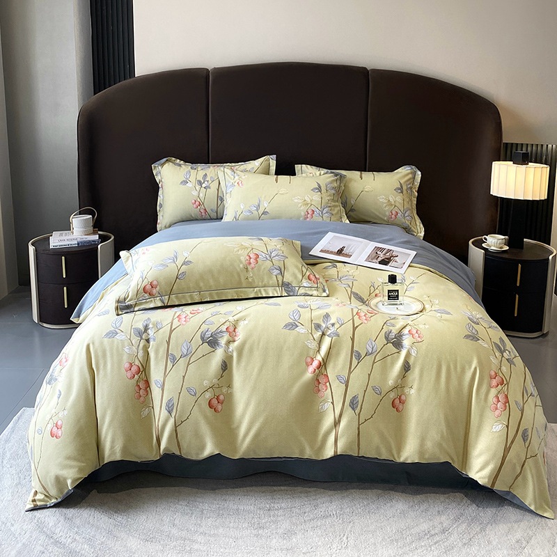 Nuevo juego de cuatro piezas de lana gruesa y cepillada, ropa de cama de edredón de impresión de lujo ligero para el hogar, ropa de cama de otoño e invierno al por mayor