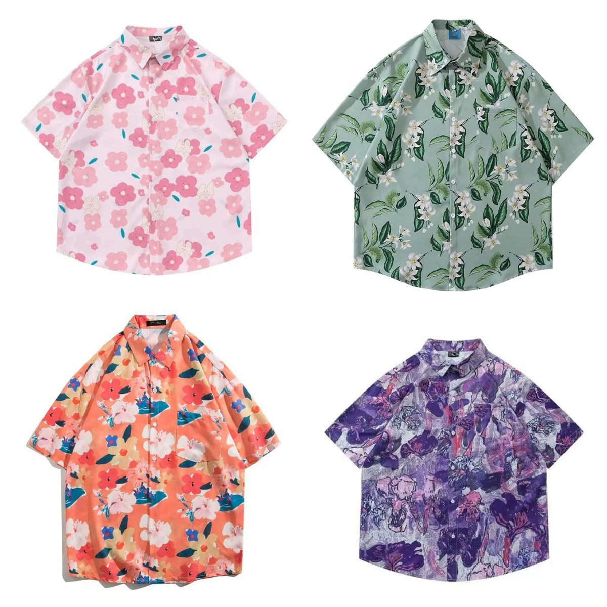 Рубашка с короткими рукавами для мужчин летом тонкий ретро красивый красивый пляж гавайская пара свободная рубашка мужской кардиган