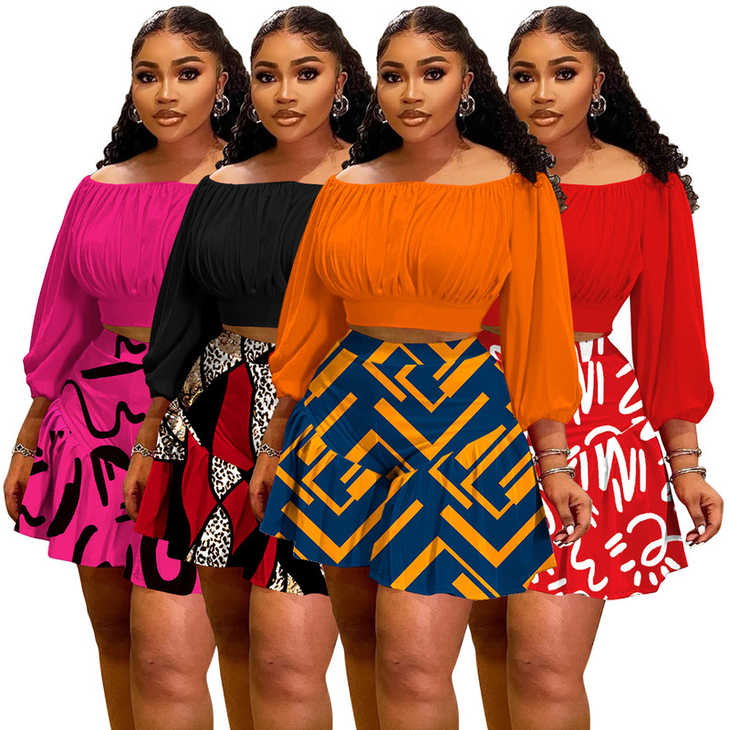 N8080 European and American Amazon Cross-border plus size Women's New Pleated Collar Fluffy Waist Casual Two-piece Set