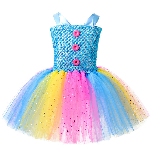 Toddlers girls Colorful masquerade birthday clown Cosplay costume for girl tutu skirts Colorful funny costume puffy skirt for kids