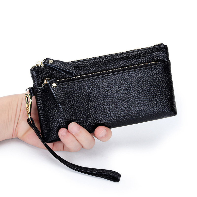 Genuine Leather Clutch Wallet women's portable zipper small new simple multi-compartment clutch large capacity long clutch