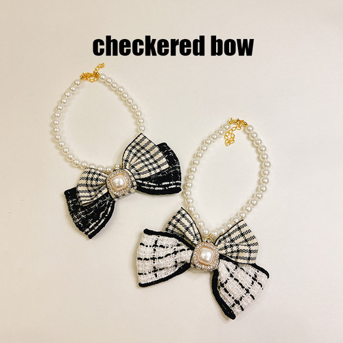 Korean high-end pet pearl necklace, small fragrant cat collar, cute dog collar, teddy necklace jewelry