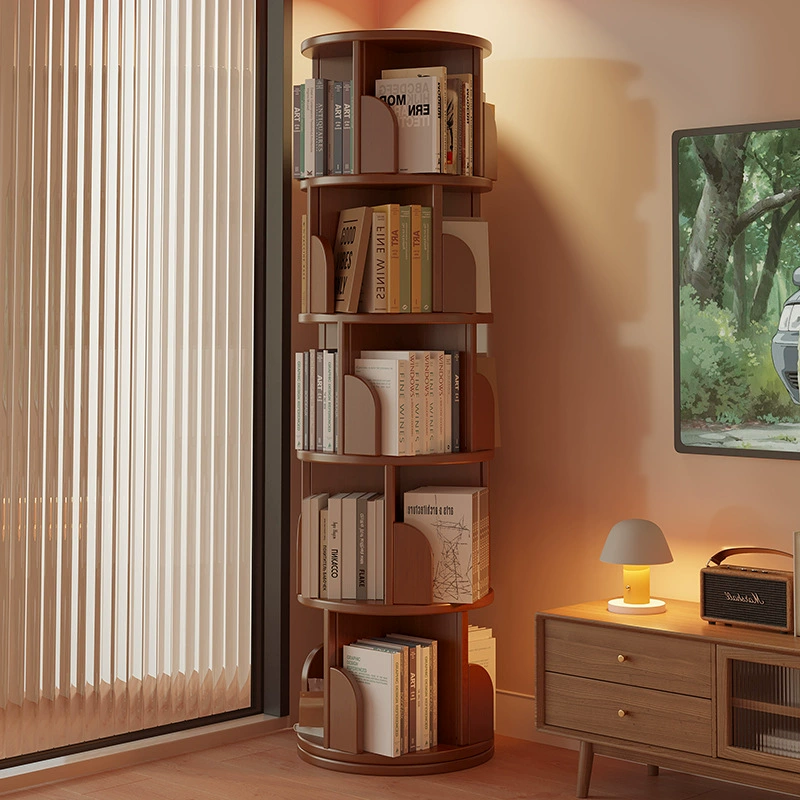 J & Книжная полка напольный шкаф для хранения немассивного дерева Книжный шкаф вращающийся угловой книжный шкаф для детской гостиной
