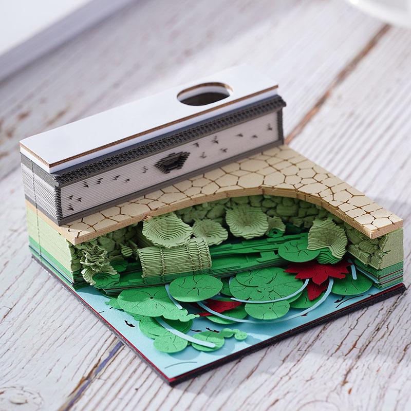 [Promoción de drenaje] Papel de nota tridimensional en 3D, notas adhesivas raspadas a mano, talla de papel creativo, estilo retro lindo y de alto valor