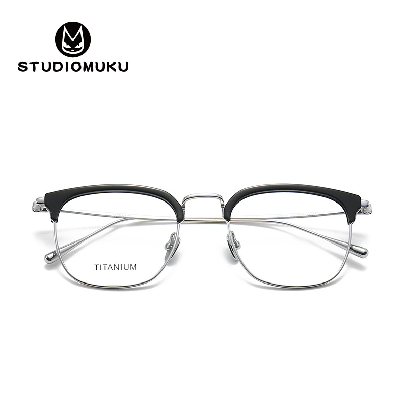 STUDIOMUKU gafas de madera cool todo el marco retro con un diseño fino y ligero gafas para la miopía de cejas