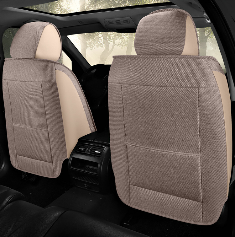 Car Seat Cushion Cover, Linen Full Surround Fabric Seat Cover, Universal for All Seasons, Summer Seat Cushion