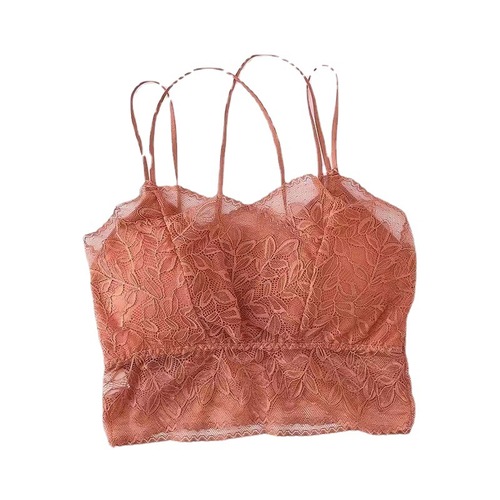 Beautiful back lace sling vest for women, no rims, one-piece breast pad base, large size lace strapless vest