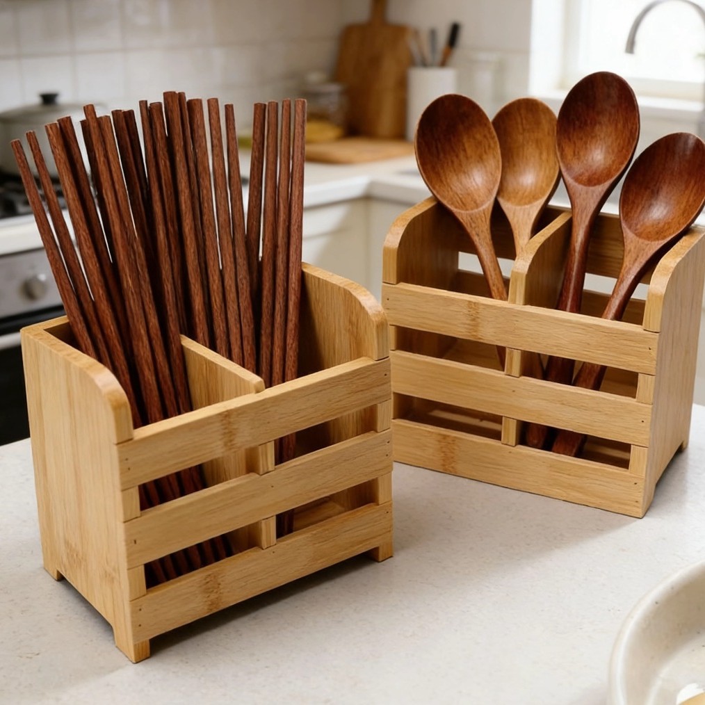 Escurridor de Palillos de Madera Multiuso para Cocina