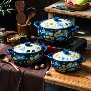 Casserole Stew Pot Dry Bake Commercial Large Pork Belly Chicken Hot Pot Restaurant High Temperature Resistant Ceramic Large Capacity Pickled Fish Stone Pot