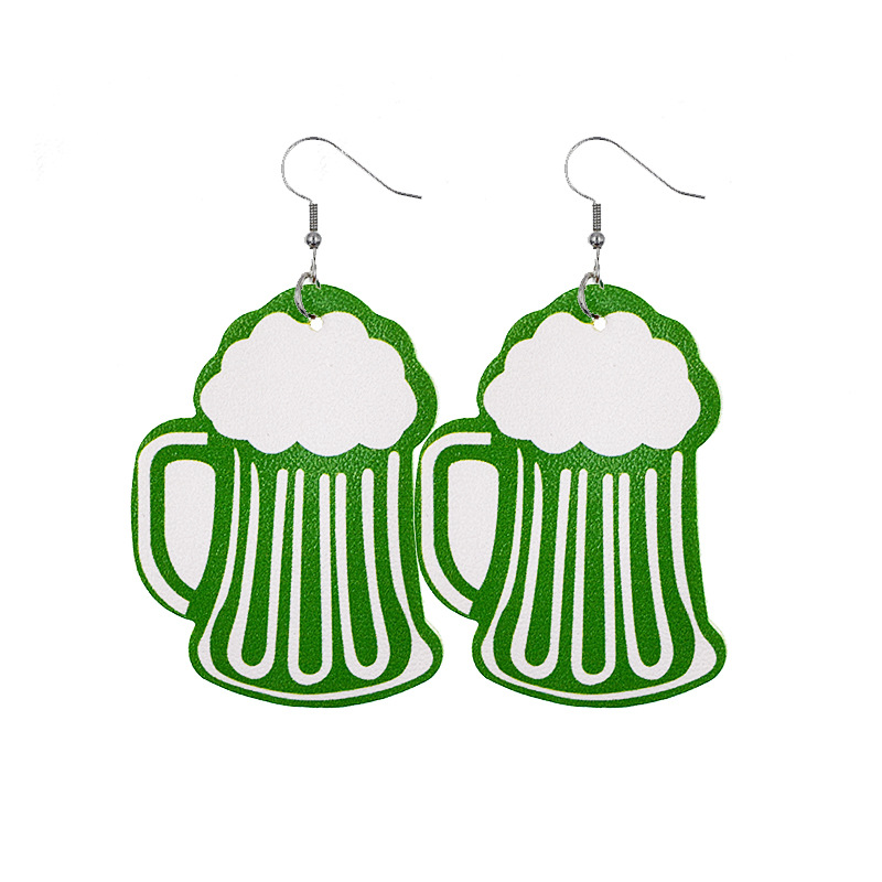 1 Pair Fashion Shamrock Water Droplets Pu Leather St. Patrick Women's Drop Earrings display picture 4