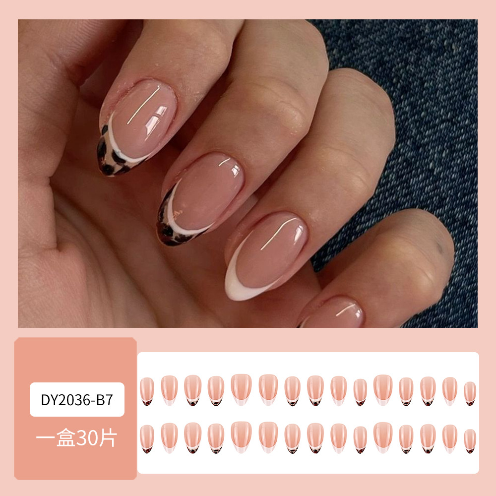 30 piezas de uñas portátiles impermeables multicolores, uñas de manicura de venta caliente de moda francesa, pegatinas de uñas suaves cortas de alta calidad