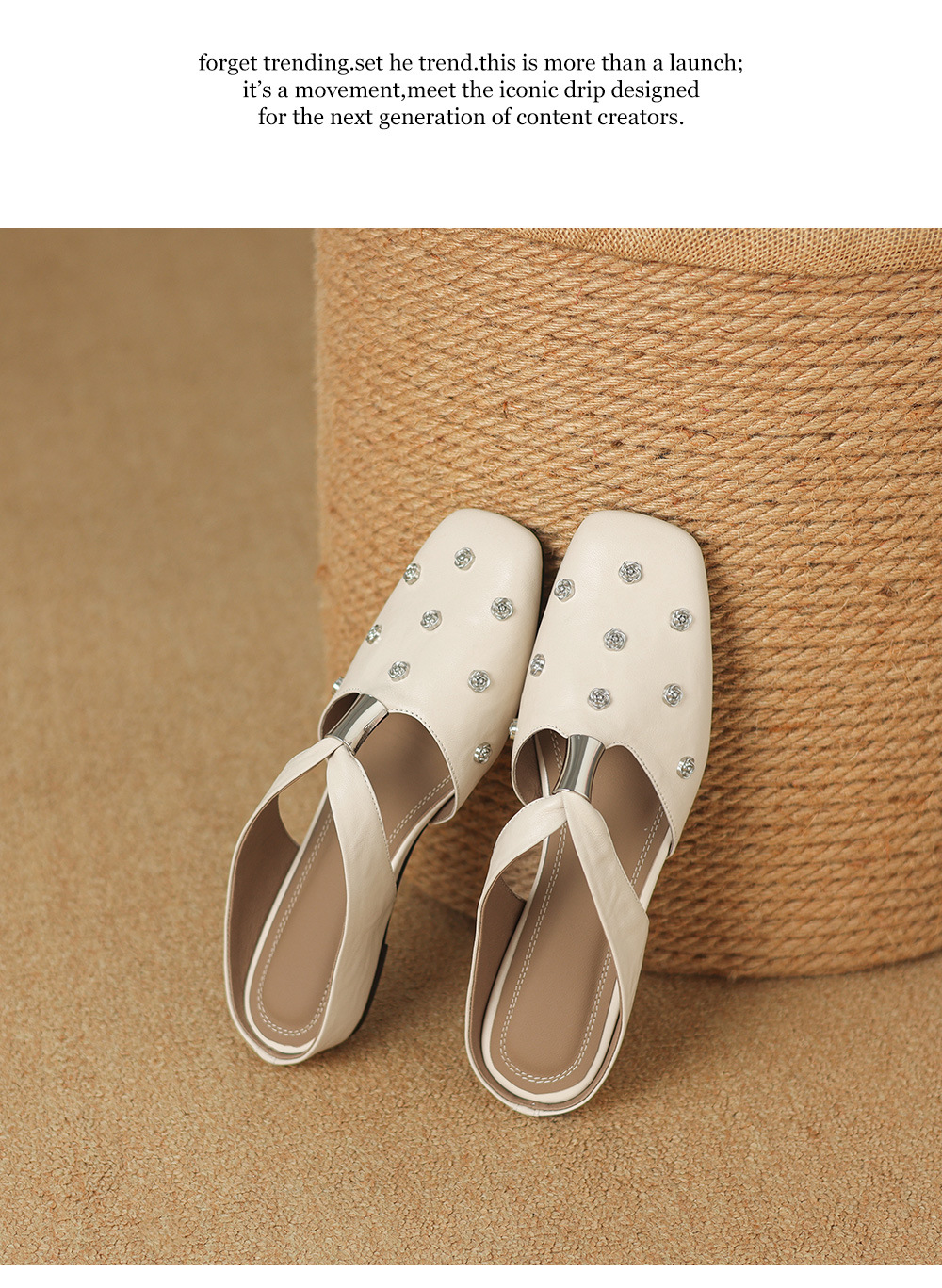 Dép sandal nữ quai chữ V đế bệt da cừu hoa nổi — đen chi tiết 18