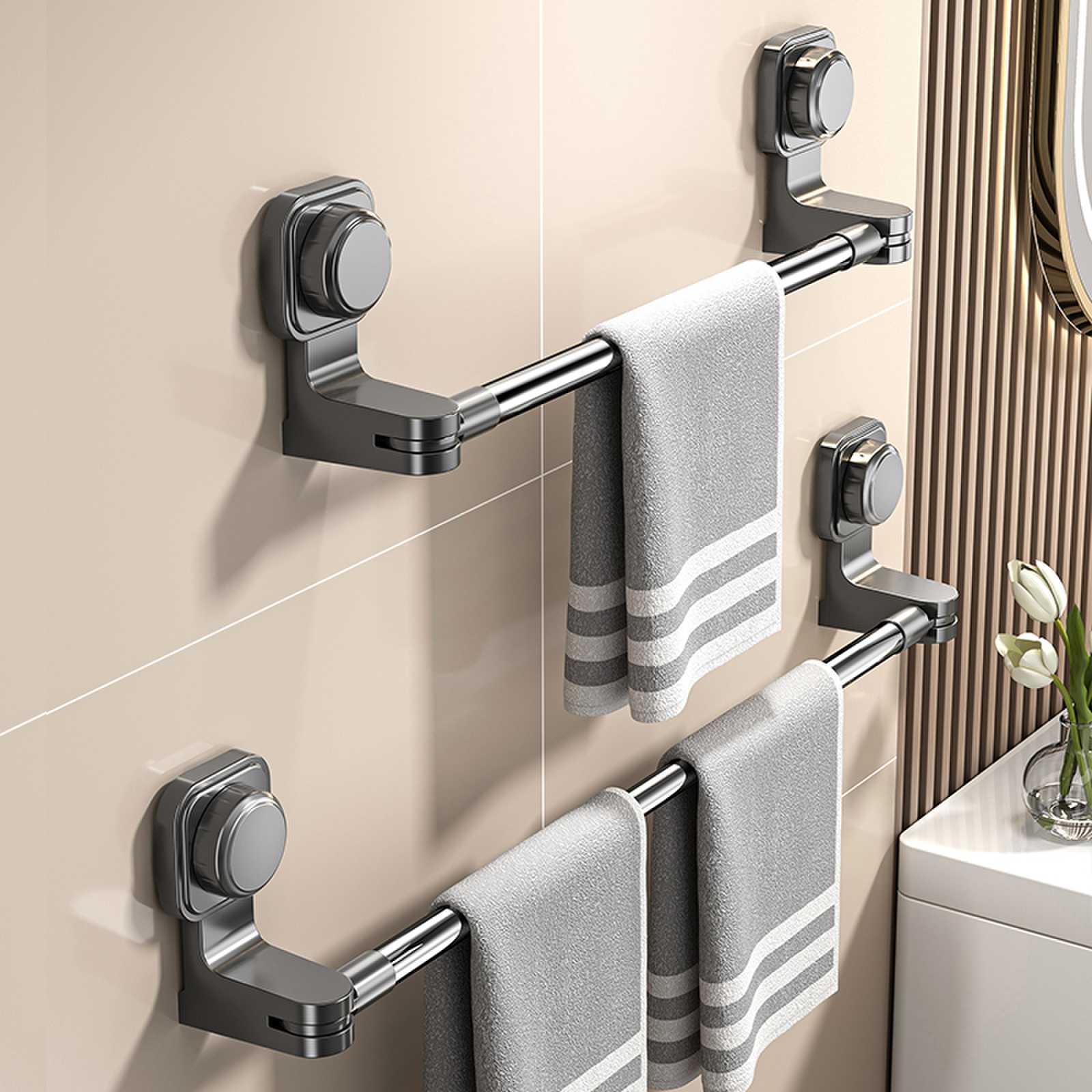 Suction Cup Towel Rack Toilet Punch-free Bathroom Storage Rack Toilet Telescopic Bath Towel Rack Towel Bar Artifact