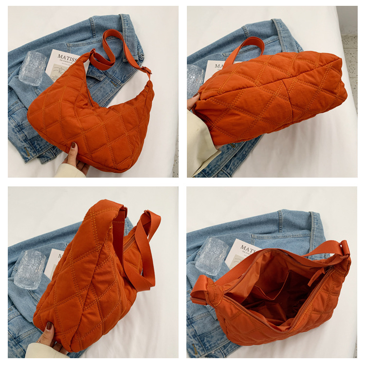 132g Weight Nylon Lining Material Zipper Closure Type Women's Large All Seasons Nylon Lingge Fashion Dumpling Shape Zipper Shoulder Bag