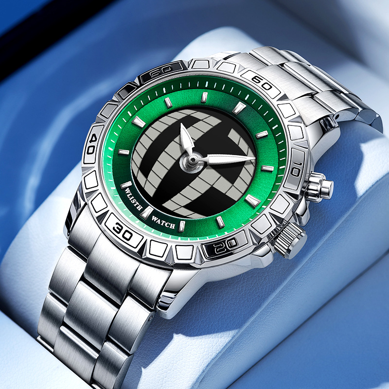 Trendy Retro Digital Dynamic Countdown Dual Display High-End Watch Dual Movement Fashion Men's Watch Cross-Border