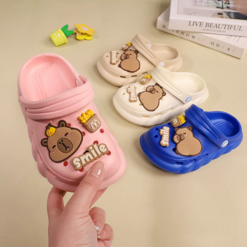 Летние детские пещерные тапочки Капибара для мальчиков и девочек на открытом воздухе нескользящие и дышащие сандалии