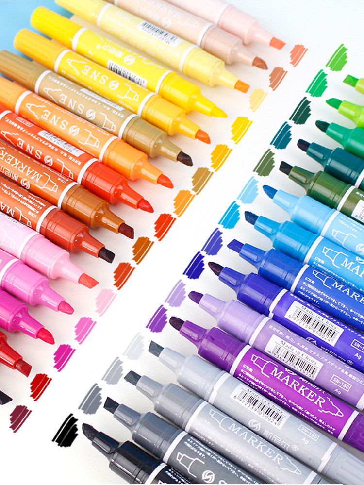 斯尼尔记号笔40色彩色油性笔大双头单色记号笔双头POP马克笔批发详情11