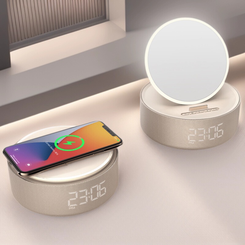 Multifunctional Wireless Sound Card, Modern Bluetooth Speaker, Alarm Clock, Voice Control, One-Piece Music Player, Audio System for Husband and Wife