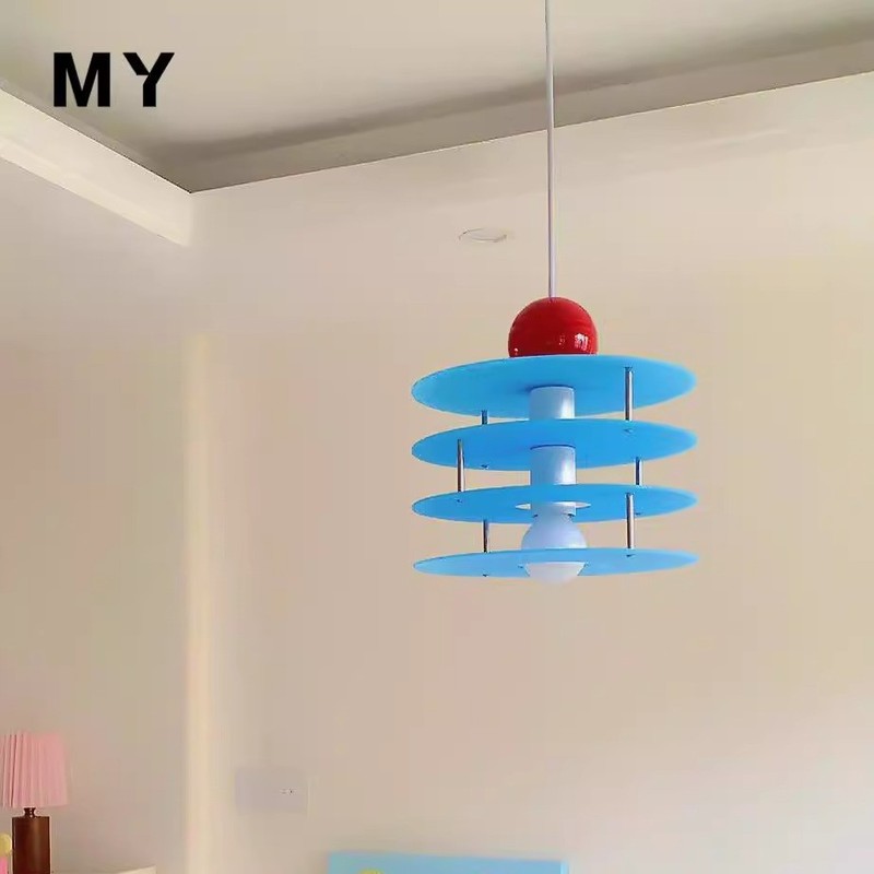 カラフルなアクリル空飛ぶ円盤シャンデリアクリエイティブパーソナライズされたレストラン子供部屋かわいいマカロンベッドサイド小型アパート照明器具|undefined