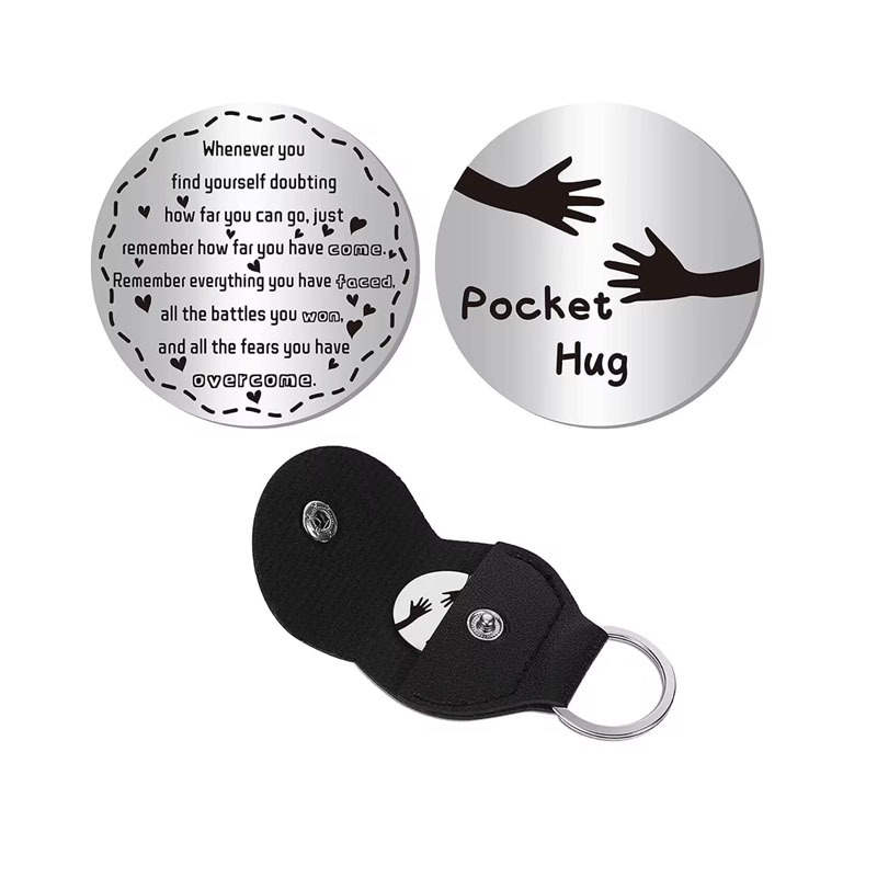 Un poco de bolsillo abrazo de bolsillo Hug token llavero de acero inoxidable familia amigo regalo