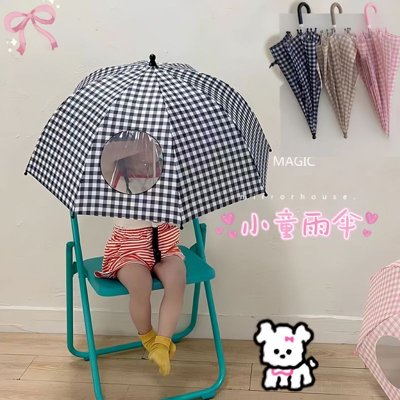 現物卸売りins韓国風格子子供は防風傘の赤ちゃんを厚くしてかわいい街で透明傘を撮る|undefined