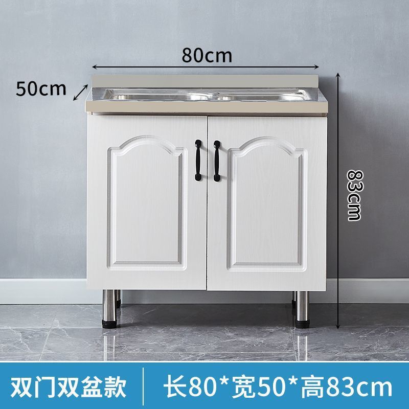简易不锈钢橱柜厨房柜子租房用厨柜储物家用灶台柜一体水槽柜组装|undefined