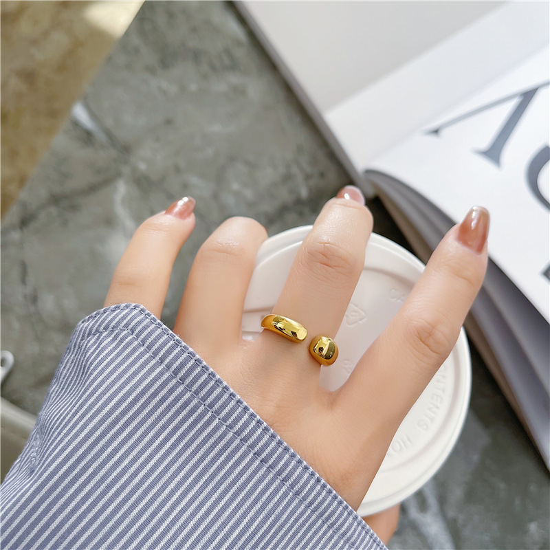 Daily Occasion Titanium Steel Material Simple Style Water Droplets Titanium Steel Plating Open Ring 1 Piece