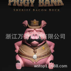 跨境新品搞怪牛仔小猪存钱罐