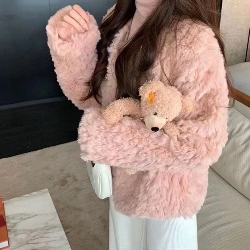 Mocha oso conejo pelo cepillo flor ropa bolsa tela de juguete