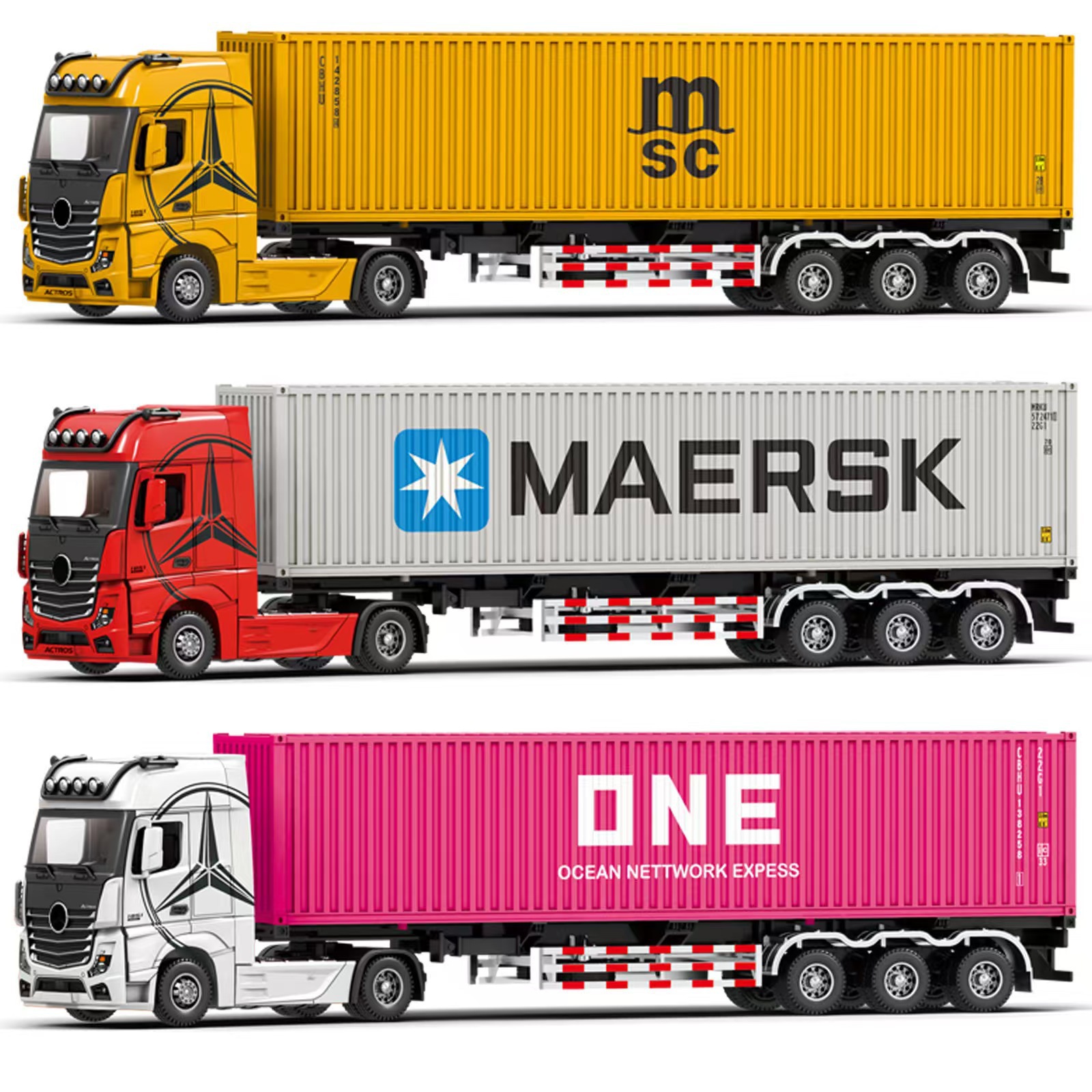 1/24 Alloy Large Container Truck Model Transport Truck Light Music Kidsren's Toy Gift