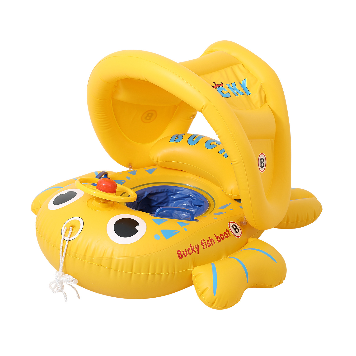 Xia Le bebé anillo de natación a prueba de sol con volante asiento de bebé barco cuerno barco hogar niños natación anillo piscina juguete