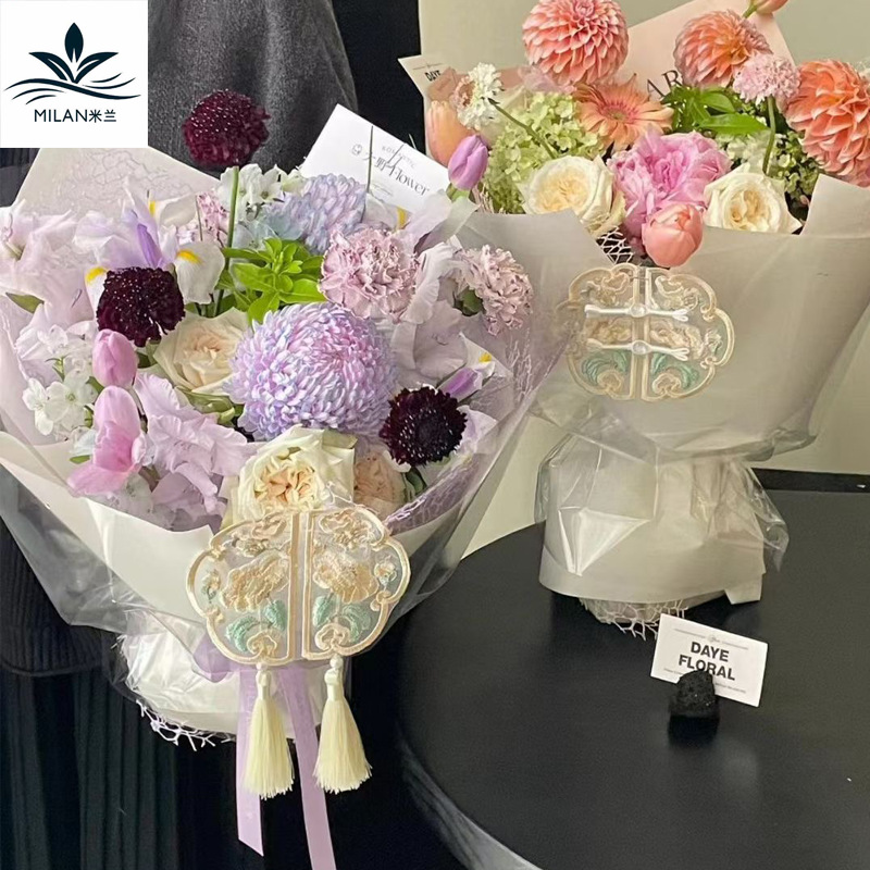 Día de la Madre nueva tela china bordado parche bordado bordillo hebilla hecha a mano DIY material paquete de estilo chino ramo decoración