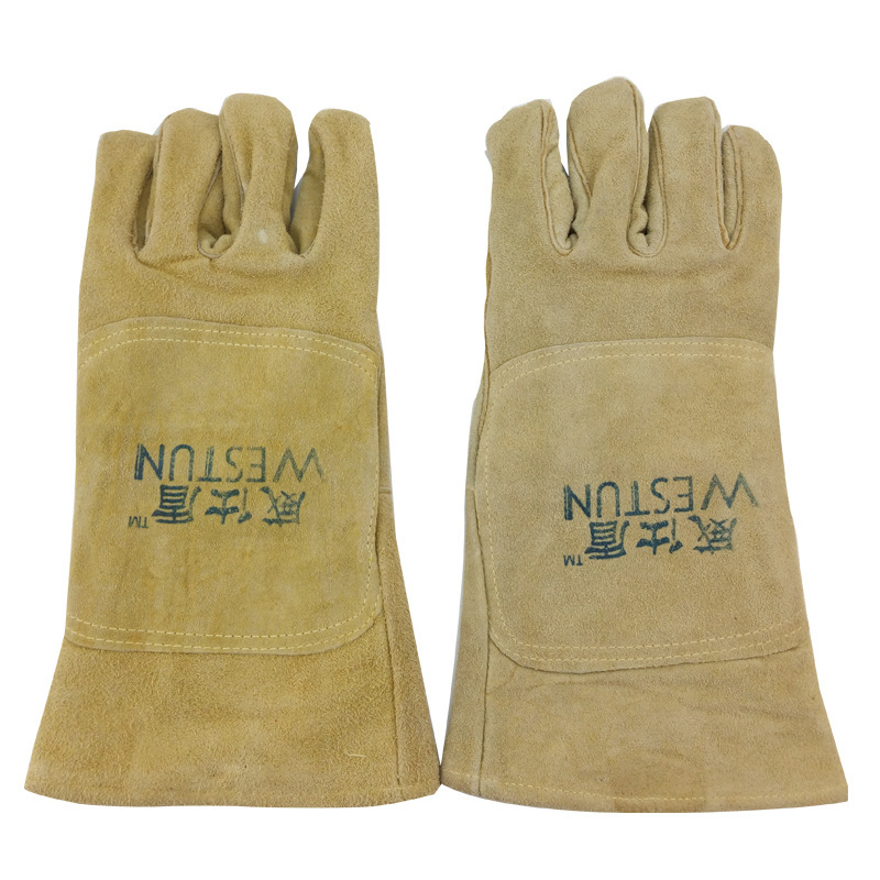 威仕盾 G-2118 防火线沙漠色加盖电焊手套 牛二层皮加厚焊工手套