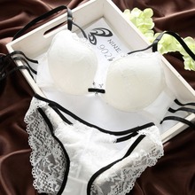 新品9901日系性感蕾丝唯美聚拢调整型内衣舒适薄杯美背文胸套装
