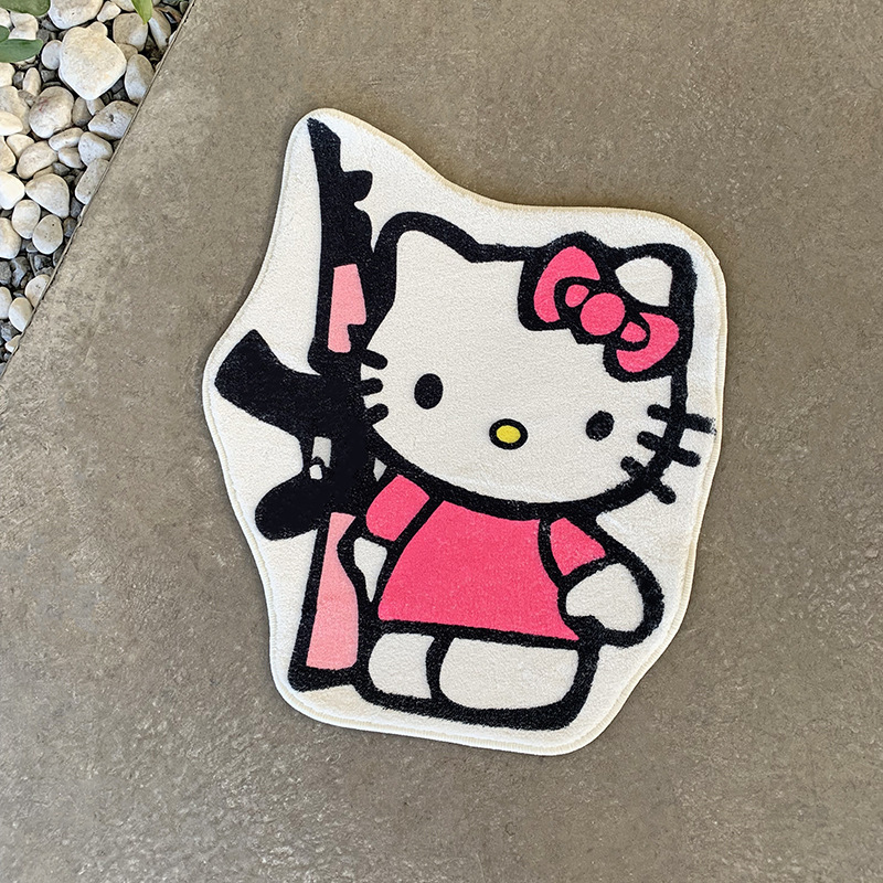 跨境代发可爱KT猫装饰毯加厚仿羊绒少女心房间装饰毯浴室吸水垫|undefined