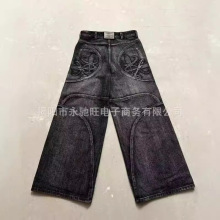 男高级感直筒显瘦美式复古黑灰直筒牛仔裤高街男款街头潮流裤子