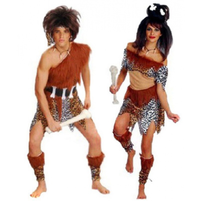 Holiday Party Cos Performance Clothes Adult Men and Women Aboriginal Primitive Indian Leopard Print Savage Costume