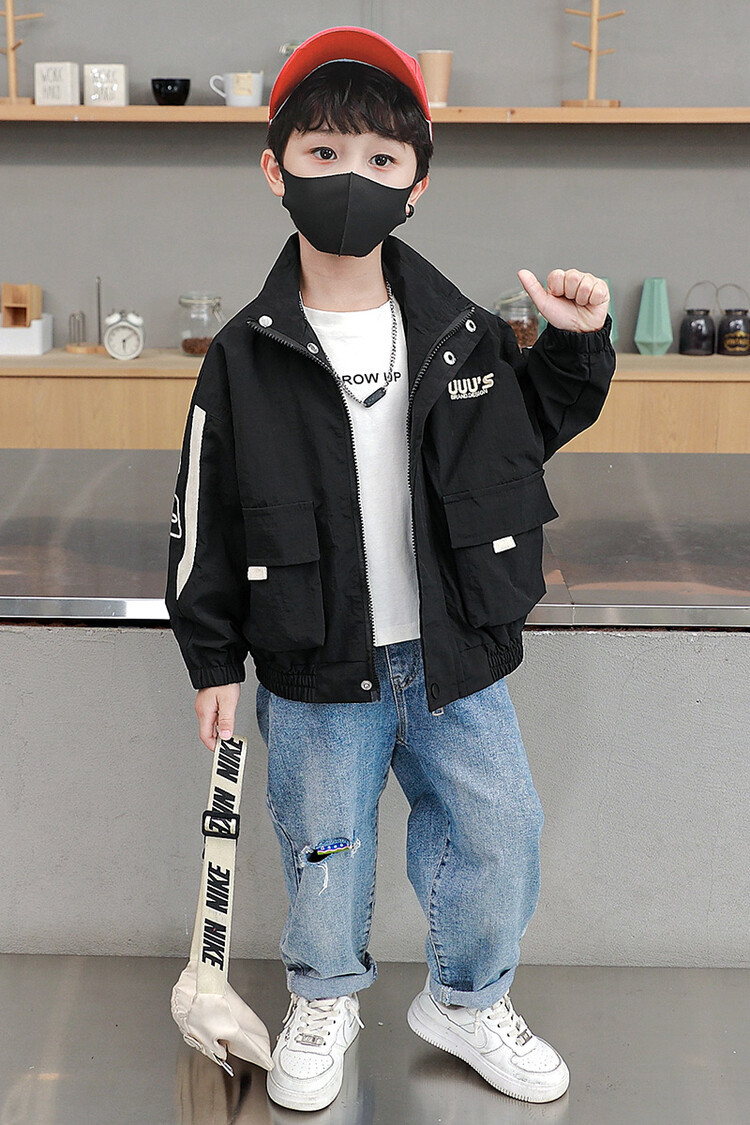Sprint Suit 2023 Spring and Autumn New Children's Standing Neck Windbreaker Boys' Handsome Versatile_voghion.com