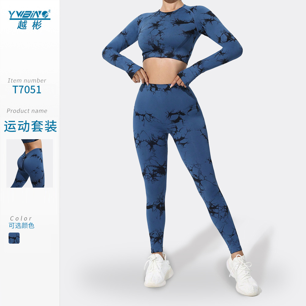 Traje de yoga sin costuras tie-dye pantalones de yoga tie-dye de cintura alta pantalones de yoga para mujer ropa deportiva para correr ropa de fitness ropa de yoga
