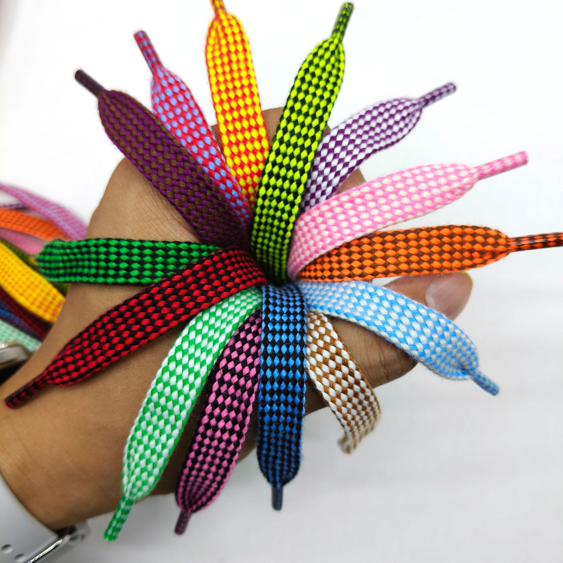 48 colores 10mm poliéster algodón color cuadrado hueco cordón de zapatos de doble capa cuerdas de cordón plano para zapatos blancos pequeños zapatos deportivos