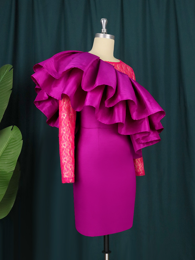 Plus size avondjurk voor dames met mesh detail voor feestjes_voghion.com