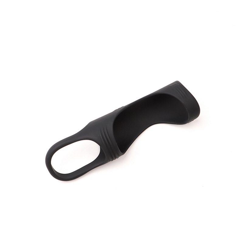Silicone Locking Ring Condom Sleeve, Diamond Texture, Reusable Delay Aid, Black — detail image 4