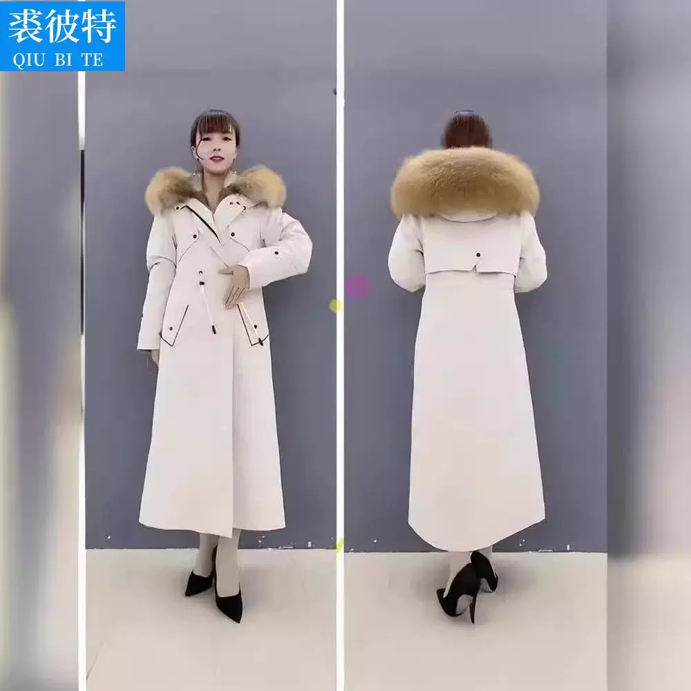 新品真貂修身派克服可拆卸青根貂内胆修身过膝长款真毛皮草外套女