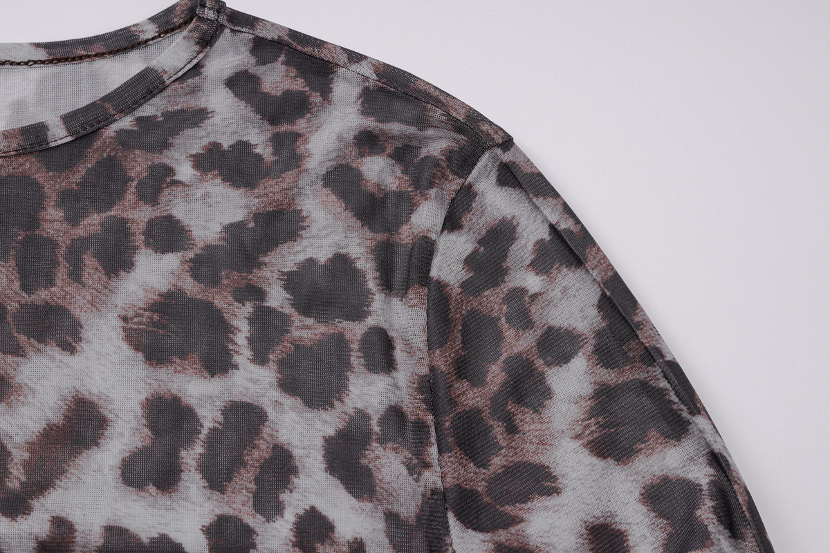 Women Autumn Personality Leopard Print Printed Mesh See through Dress 13 Women Autumn Personality Leopard Print Printed Mesh See through Dress