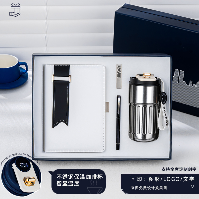 Negro DD cuaderno plata hebilla pluma negocio U bandeja taza de café