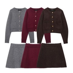 欧米のクロスボーダー婦人服卸売女性式丸首長袖ニットコート高腰弾力ミニスカートカジュアルスーツ