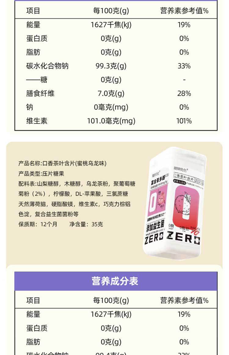 Tea Polyphenol Throat Lozenges 35g Bottle Peach Jasmine Mint Chewable Tablets in use