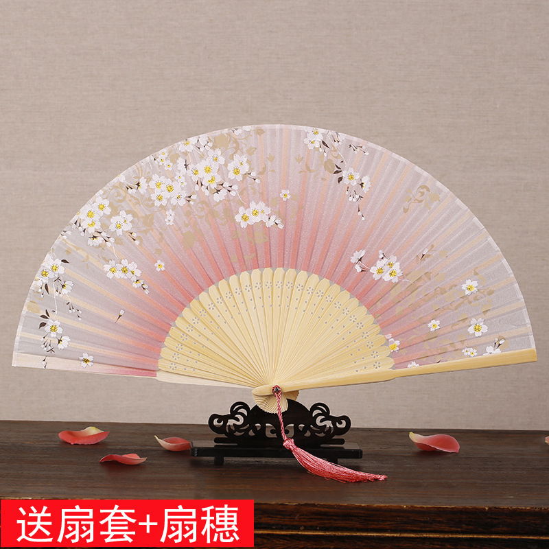 Fan Female Dance Folding Fan Ancient Style Summer Classical Chinese Style Han Dynasty Catwalk Easy to Open and Close Small Foldableing Gift Fan