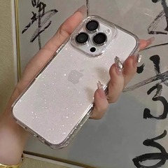 Applicable for iPhone 15 Pro Max phone case transparent fine shimmer Apple 14 Pro Max protective cover 13 minimalist soft